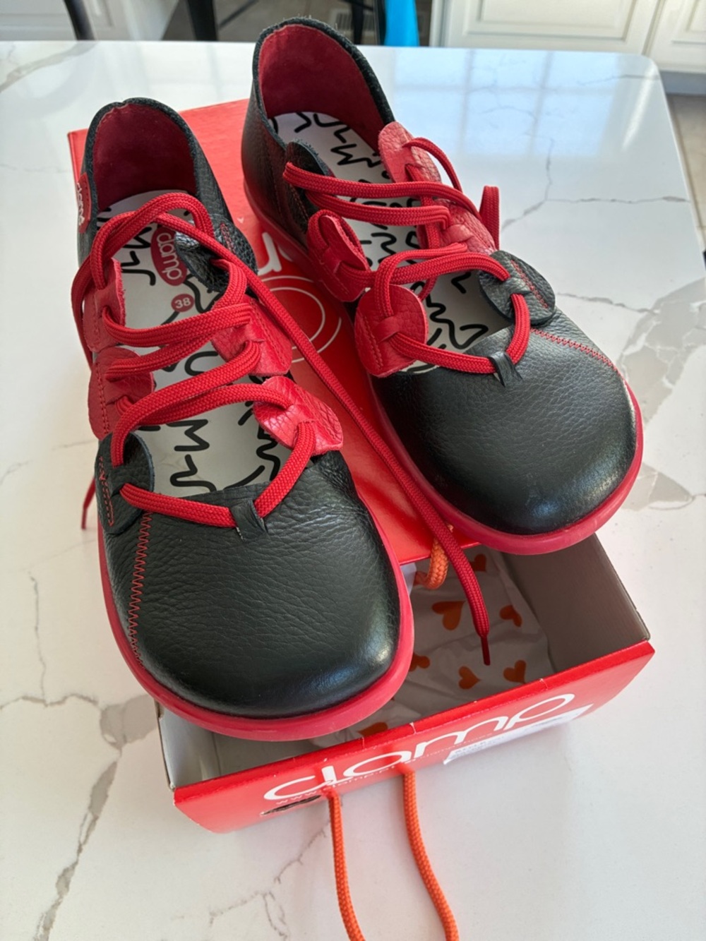 Women’s Black and Red Lace-Up Mary Jane Shoes